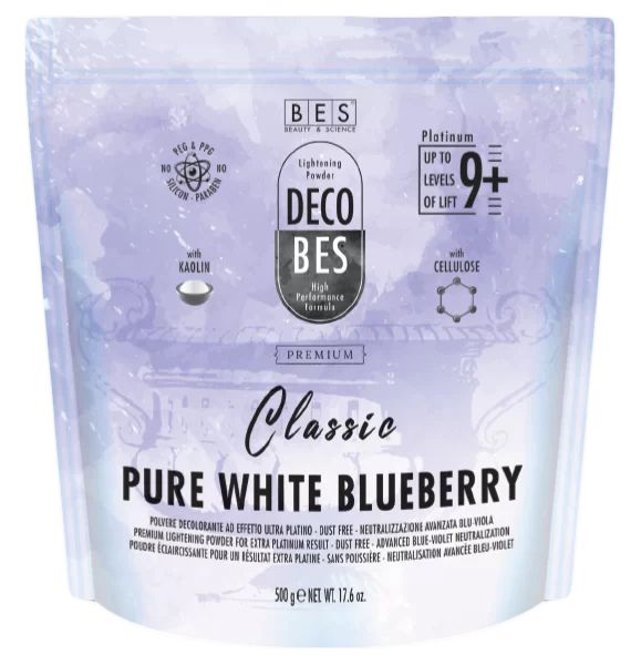 BES Decobes Pure White melír Blueberry 9 Plus 500g - bezprašný melír