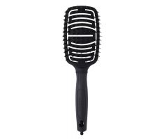 Olivia Garden Paddle Brush Flex Combo Black Label - Dvojitá zakrivená plochá kefa na vlasy