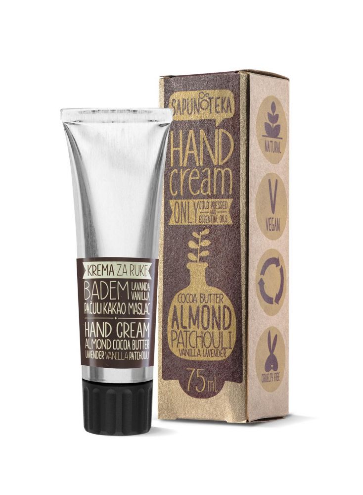 E-shop Sapunoteka Hands Cream Almond & Cocoa Butter 75ml - Hydratačný krém na ruky mandle & kakao